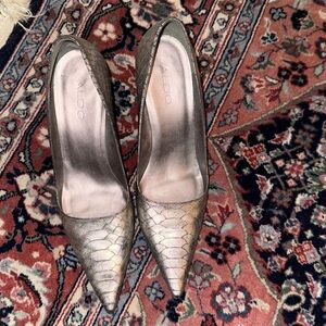 Metallic Gold Snakeskin Heels